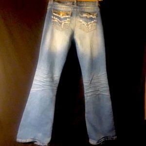 rue21 flair leg  distressed denim jeans size7/8 rn#70829